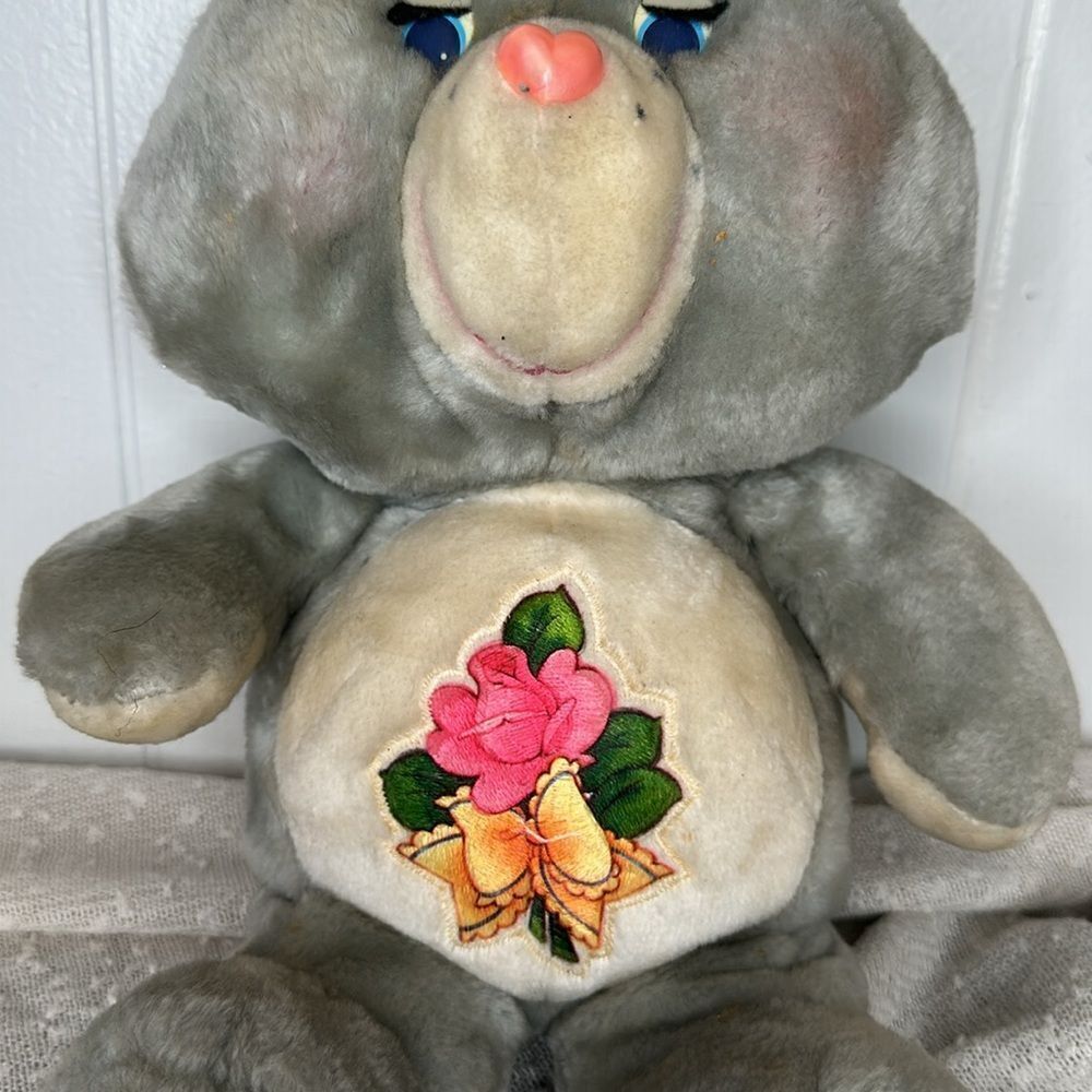 CARE BEARS Grams Bear Vintage 1983 Stuffed 15" Gray - Picture 3 of 8